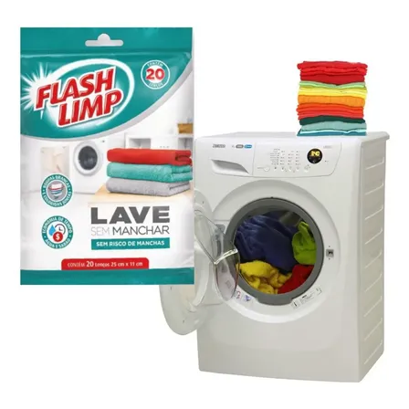 Lenço Antimanchas Lave Roupas Coloridas Sem Manchar Flash Limp