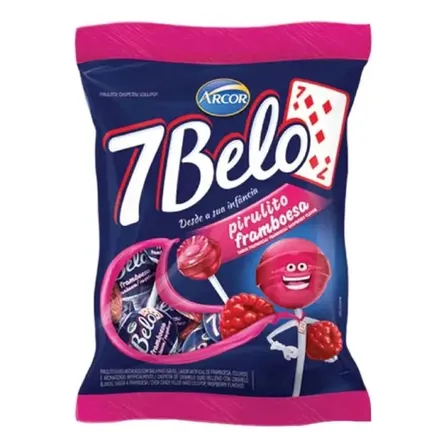Pirulito 7 Belo Framboesa Pacote 500g Arcor JR