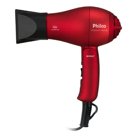 Secador De Cabelo Tatinium Travel 1000w Philco Bivolt Vermelho