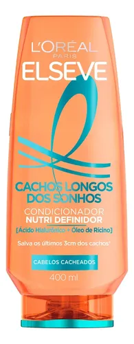 Condicionador Selador Cachos Longos dos Sonhos com Ácido Hialurônico e Óleo de Rícino, Nutrição Profunda e Definição, Elseve L'Oréal Paris, 400ml