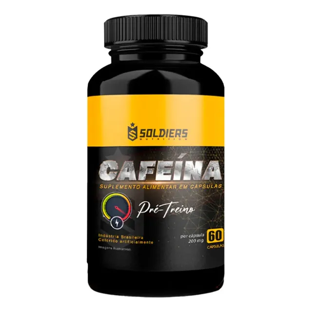 Termogênico Cafeína 60 Caps 200mg 100% Pura Soldiers Nutrition Energia Definição Corporal Natural