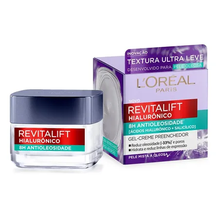 Creme Facial Anti-idade , Preenche Linhas De Expressão, Hidrata E Tonifica A Pele, Revitalift Hialurônico, L'oréal Paris, 49g Mista Dia/noite