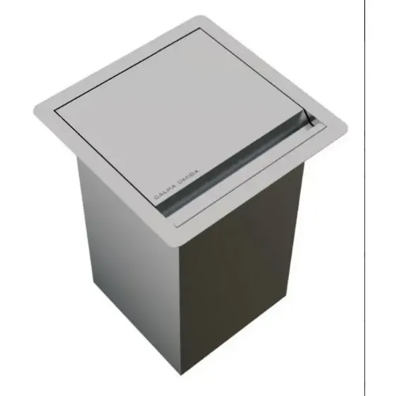 Lixeira De Embutir Quadrada Inox 7 Litros De Bancada