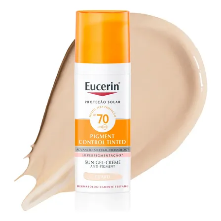 EUCERIN Protetor Solar Facial Antimanchas Cor Clara FPS 70 50ml, Pigment Control, Proteção UVA, UVB e Luz Visível, Thiamidol