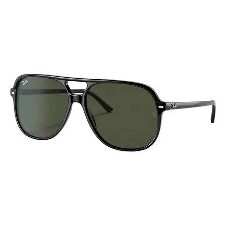 Óculos De Sol Ray-ban Sol Bill Tamanho Standard Desenho Espelho Armação Polished Black Y Lente Green Preto