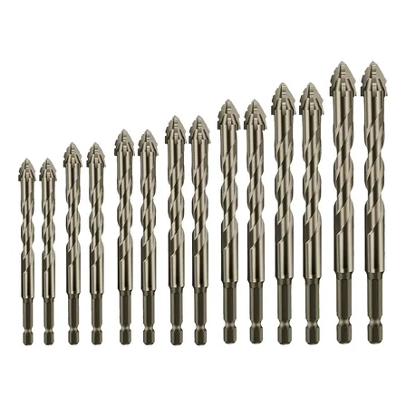 Kit 14 Brocas Excêntrica Serrilhada Ponta Cruzada Tungstênio