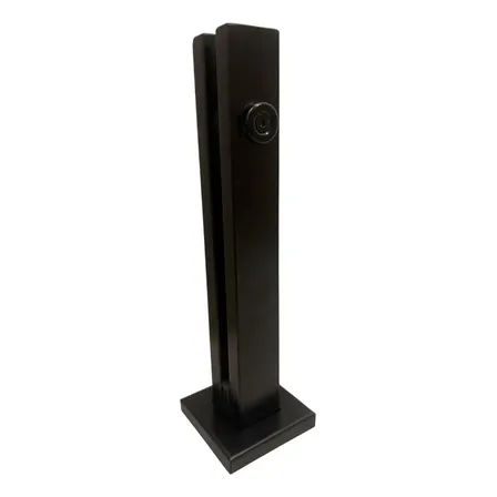 Torre Coluna Pinça Inox 30 Cm 1 Furo Preta Canopla Quadrada