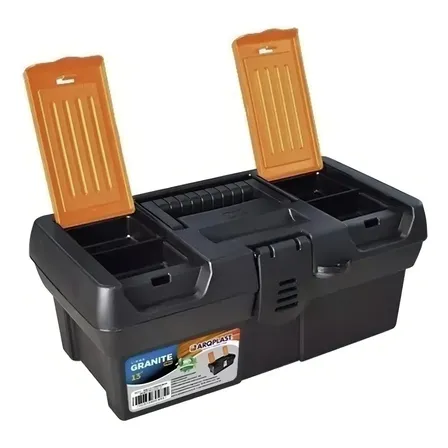 Caixa De Ferramentas Plástica Arqplast 4 Compartimentos Preto 25773 Preto