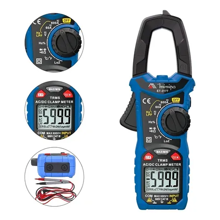 Alicate Amperímetro Digital Minipa Et-3177 600a True Rms Com Teste De Continuidade