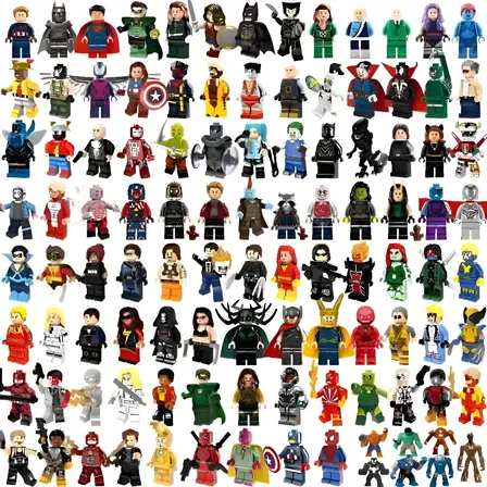 Lote 60 Minifiguras Tipo Blocos De Montar Super Heróis 60