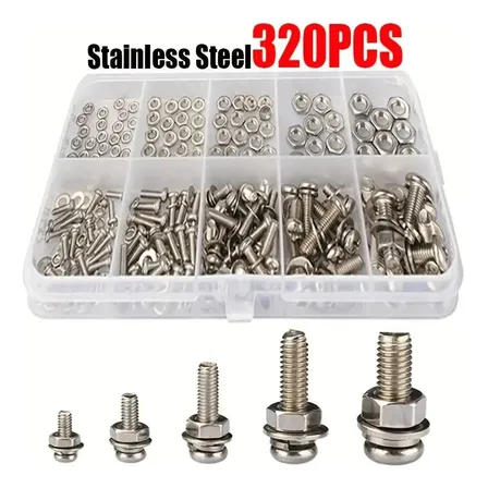 Kit 320 Parafusos E Porcas Inox M2-m5