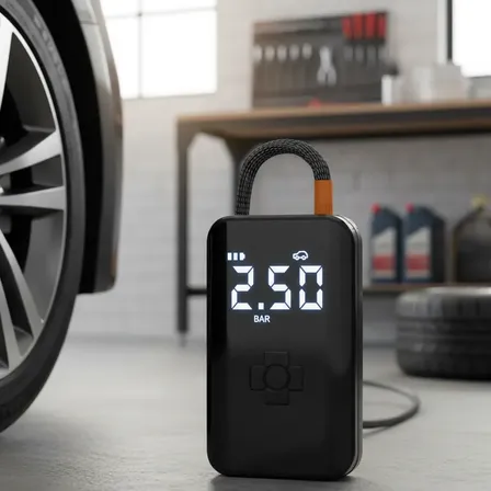 Bomba De Ar Elétrica Portátil Para Pneus De Carro Com Visor Digital Preto Monofásica