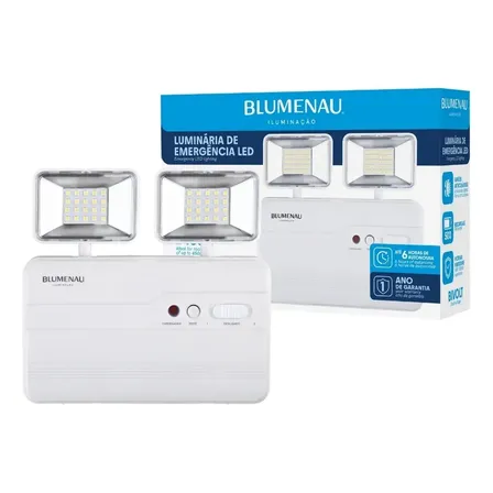 Bloco Luminária De Emergência Led Blumenau Iluminação 2 Faróis 6500k 127/220v