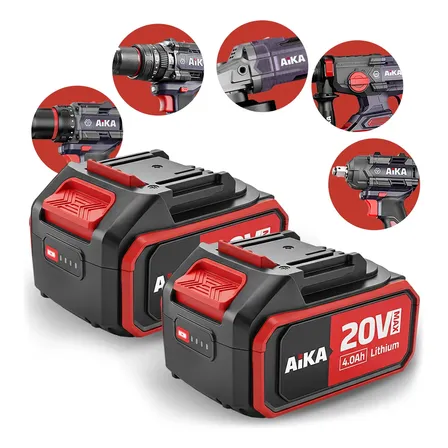 Bateria Lítion Aika Parafusadeira Furadeira 20v 4.0ah 2 Pçs