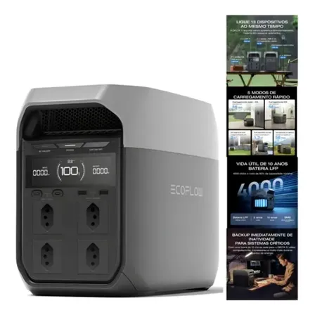 Estação Energia Portátil Ecoflow Delta 3 1800w 1024wh - 127v