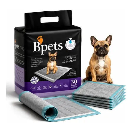 Tapete Higiênico Bpets 60x80 Carvão Ativado 30 Unidades Roxo