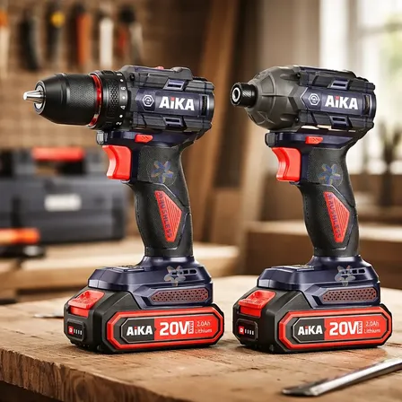 Kit Completo Aika 2 Parafusadeiras Impacto 2 Baterias Profis