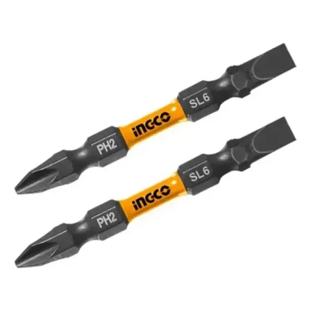 Jogo Bits De Impacto Ph2+sl6 C/2 Unidades Ingco Sdbim72hl665