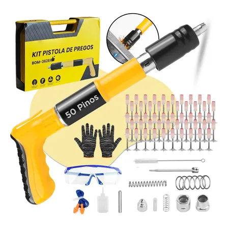 Kit Pistola Finca Pinos Ação Direta Maleta + 50 Rebites