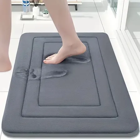 Tapete De Banheiro Antiderrapante Secagem Rápida Dark Grey Carpet60x40cm Geométrico
