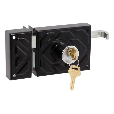 Fechadura Trava de Sobrepor 100mm Preta F1500 Aliança - Portão
