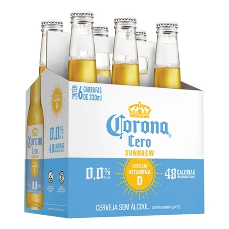Cerveja Corona Zero Sunbrew 330ml Long Neck - 6 Unidades