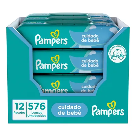 Lenços Umedecidos Pampers, Cuidado De Bebê 12 Pacotes Em Total 576 Unidades