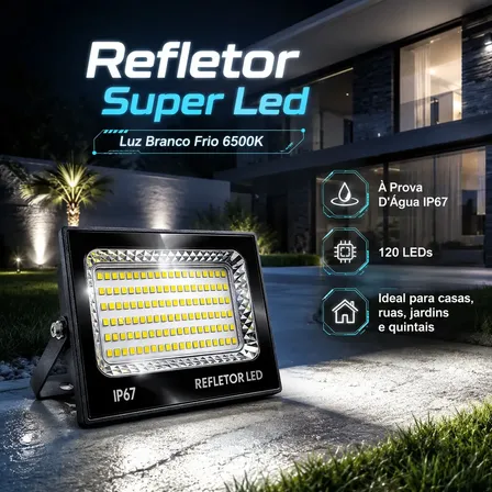 Refletor Led 400w Branco Frio 6500k Impermeável Lumi 127/220v Preto