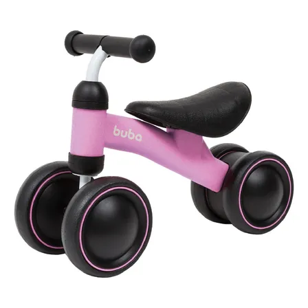 Bicicleta De Equilíbrio 4 Rodas Infantil Rosa Buba