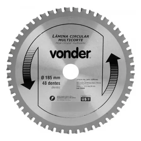 Lâmina Para Serra Circular 185mm Corta Alumínio Vonder