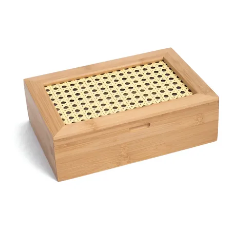 Porta Chá De Bambu Palhinha 6 Divisórias - Oikos Cor Marrom-claro Liso