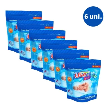 Kit 6 Pacotes Lenços Umedecidos Use It Baby Aloe Vera 400 Unid