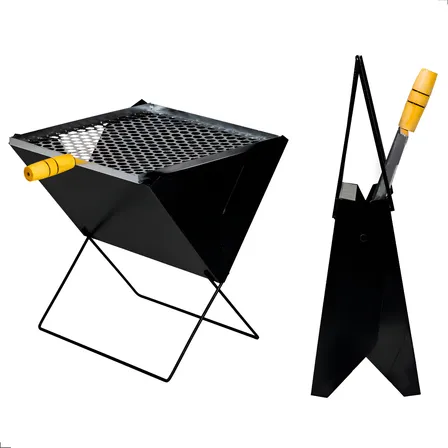 Churrasqueira Portátil Móvel Maleta Machado Aço Preto Carvão 33,5x34,5cm