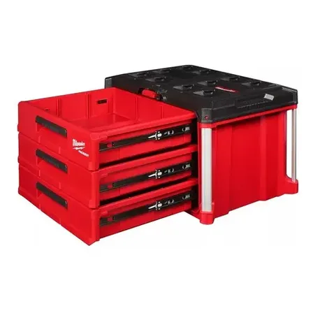 Caixa De Ferramentas De 3 Gavetas Packout Milwaukee 48-22-8443 Vermelho
