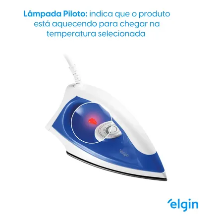 Ferro Seco Elgin Antiaderente Branco Azul 110v Iron Force Branco E Azul 127v
