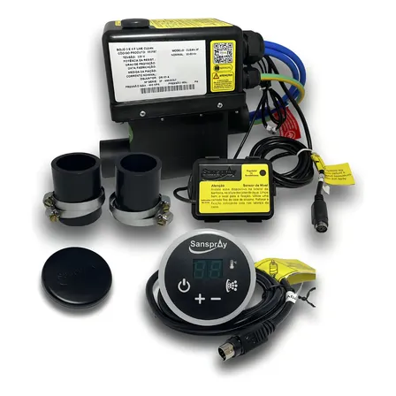 Aquecedor Sanspray Banheira Hidro Spa 8000w 220v 3 Funções Com Painel Controlador 3f Preto