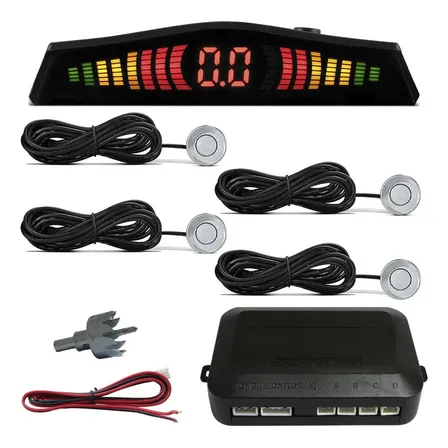Kit Sensor De Ré Universal Com Visor Para Carro Prata