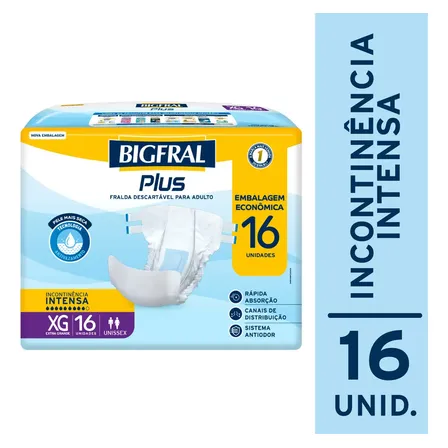 Bigfral Fralda Regular Plus Econômica Xg 16 Unidades