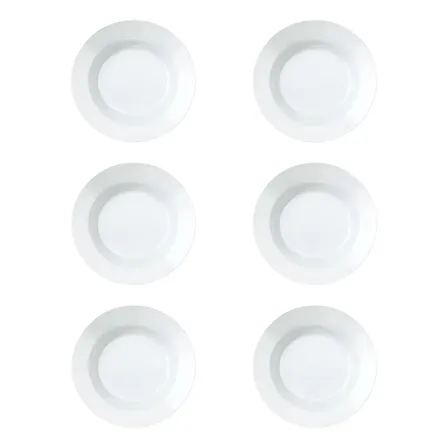 Jogo De Pratos Fundos 6 Peças Branco Duralex Opaline Vidro 23cm