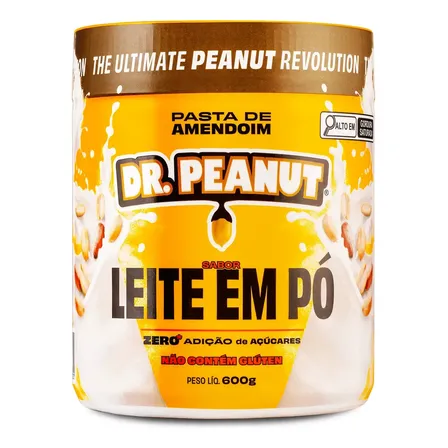 Pasta De Amendoim Com Whey Protein Leite Em Pó (600g) Dr Peanut