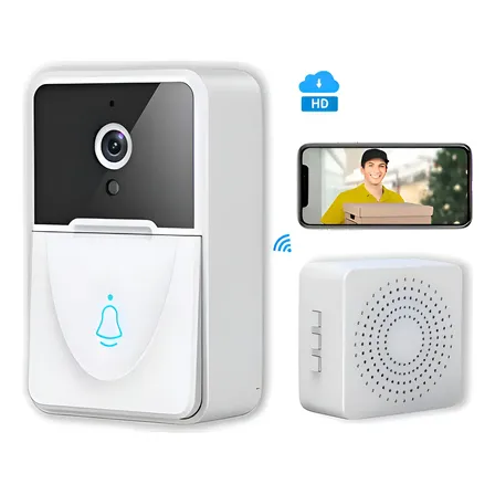 Campainha Sem Fio Com Câmera Wifi Visão Noturna Interfone Branco