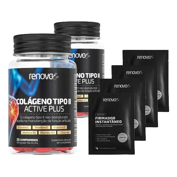 Kit 2 Colágenos Tipo Ii Active Plus Renova Be + Sachês Sérum Firmador Vitamina