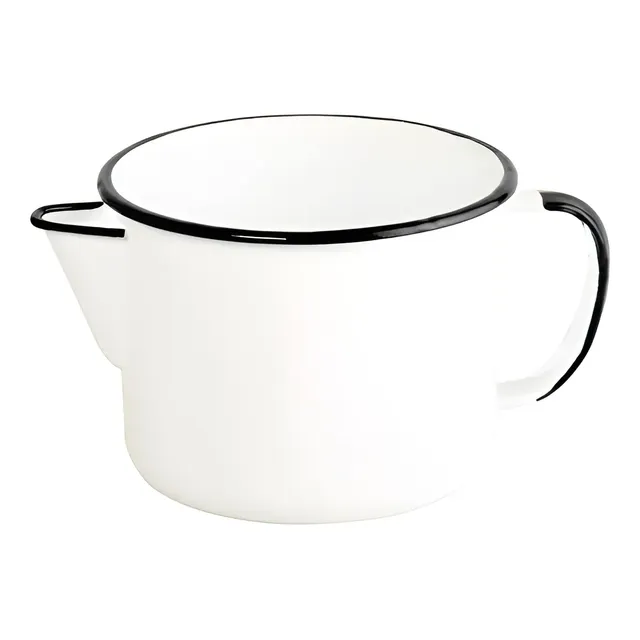 Caneca Leiteira Com Bico Para Ferver Esmaltada Ágata Ewel Cor Branco