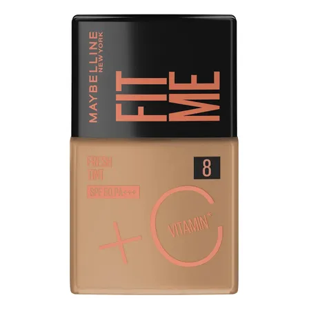 Base Líquida Protetor Solar FPS 50 com Vitamina C, Efeito Glow Natural, Controla Oleosidade e Uniformiza a Pele, Cor 08, Fit Me Fresh Tint Maybelline NY 30ml