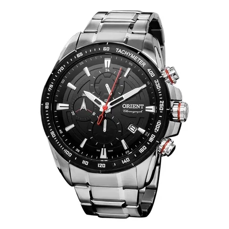 Relógio Orient Cronógrafo Mbssc181 P1sx Aço Inoxidável Prata Fosforescente Preto