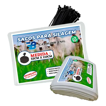 Sacos De Silagem Branco 52x110 C/ Abraçadeiras - 500 Unidades Gobi Brasil