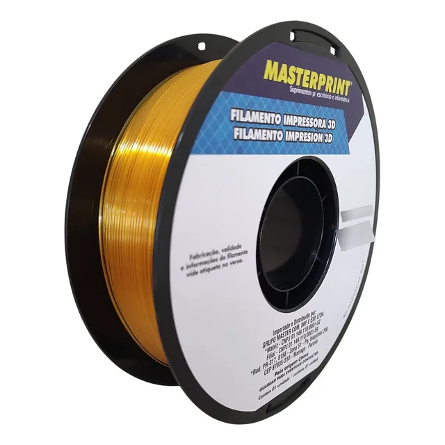Filamento De Impressora 3d Petg 1,75mm Rolo 1kg Masterprint Cor Amarelo Translúcido