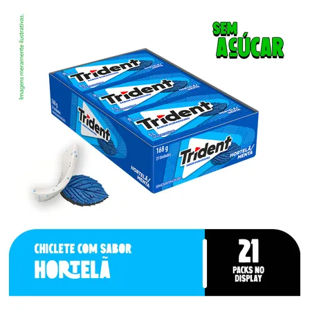 Caixa Chiclete Trident Hortelã Sem Açúcar - 21 Unidades