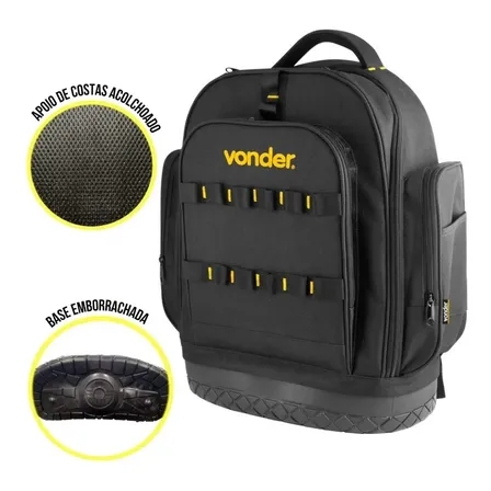 Mochila Bolsa Ferramentas Profissional Base Emborrachada Vonder Mov0300 Preto