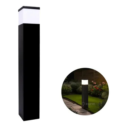 Poste Balizador 50 Cm Alumínio Chão Jardim Piso Solo Deck Cor da cúpula Preto